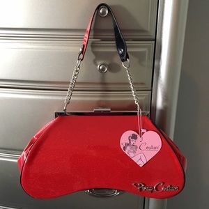 Pinup Couture Red Sparkle Amoeba Handbag NWT